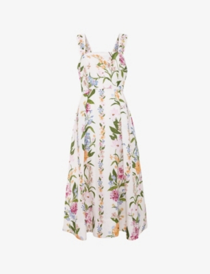Phase Eight: Lucia Floral-Print Linen-Blend Midi Dress