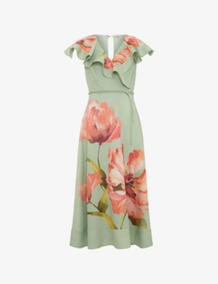 Phase Eight: Petite Matilda Floral-Print Linen-Blend Midi Dress