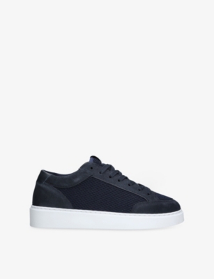 Cleens Mens Navy Luxor Suede And Mesh Trainers Eur 42.5 / 8.5 Uk In Blue
