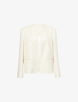 Totême Womens Ecru Open-front Boucle Blazer In Sand