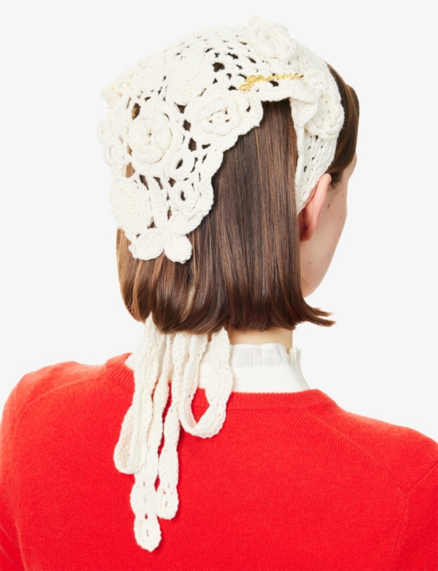 GANNI - GANNI Logo Cotton Crochet Scarf | Selfridges.com