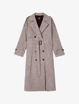 Whistles: Checked Belted-Waist Stretch-Woven Trench Coat