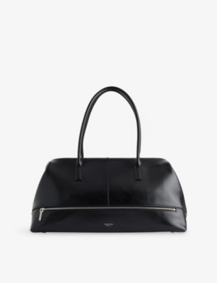 Verafied Womens Noir Club Leather Shoulder Bag In Black