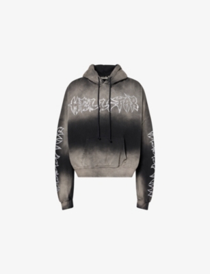 Hellstar Mens  Stars-shine Graffiti-print Cotton Hoody In Black