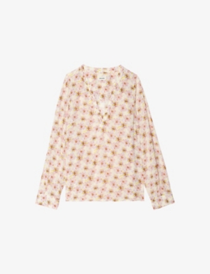 Womens Zadig&Voltaire Torny V-Neck Floral-Print Woven Blouse