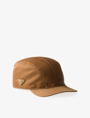 Prada Womens  Re-nylon Triangle Logo Baseball Cap In Brown
