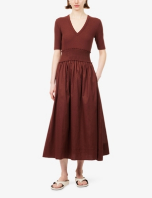 anyone but you brown dress Side Knotted Shirt Dress Brown