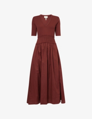 me and em burgundy dress Pleat Detail Premium Dress Burgundy main image 1