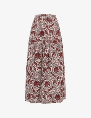 Womens Me And Em Rising Flowers Printed Tiered Cotton Midi Skirt