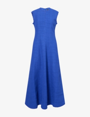 Me And Em Womens  Sleeveless Fit And Flare Boucle Midi Dress In Blue