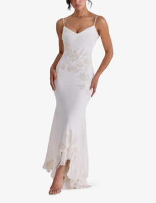 HOUSE OF CB: Anastelle Bead-Embellished Satin Bridal Gown