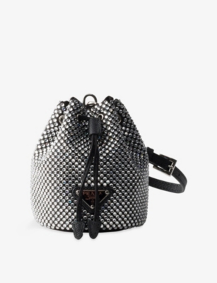 Prada Womens  Mini Icon Satin And Crystals Keychain Charm In Multi