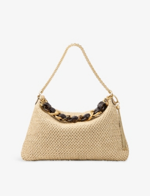 Jimmy Choo Womens Natural/coffee/gold Callie Maxi Raffia Shoulder Bag
