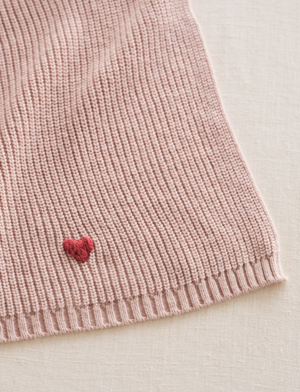 Heart-Embroidered Cotton-Blend Blanket
