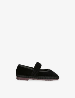Flabelus Black Kids' Mafalda Velvet Ballet Flats Eur 32 / 13 Uk