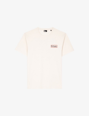 The Kooples Mens  Logo-print Short-sleeve Cotton T-shirt In Sand