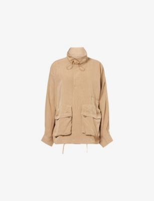 Womens The Frankie Shop Breya Funnel-Neck Linen-Blend Jacket