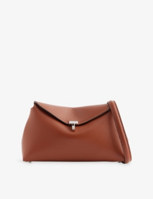 Womens Toteme T-Lock Flap Leather Clutch