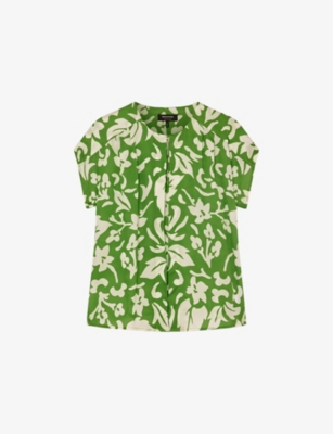 Womens Whistles Floral-Print Short-Sleeved Woven Blouse