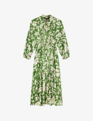 Womens Whistles Floral Long-Sleeved Woven Shirt Dress