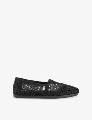 Toms Oms Womens Black Moroccan Crochet Embroidered Woven Espadrilles Eur 39 / 6 Uk