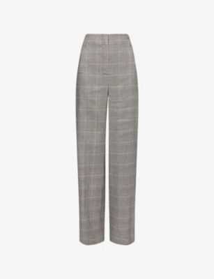 Womens Veronica Beard Jude Straight-Leg Linen-Blend Trousers