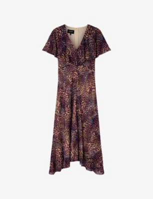 Womens Whistles Abstract-Print V-Neck Woven Midi Dress