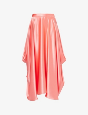 Roksanda Womens Peach Pink Amari Draped Satin Midi Skirt