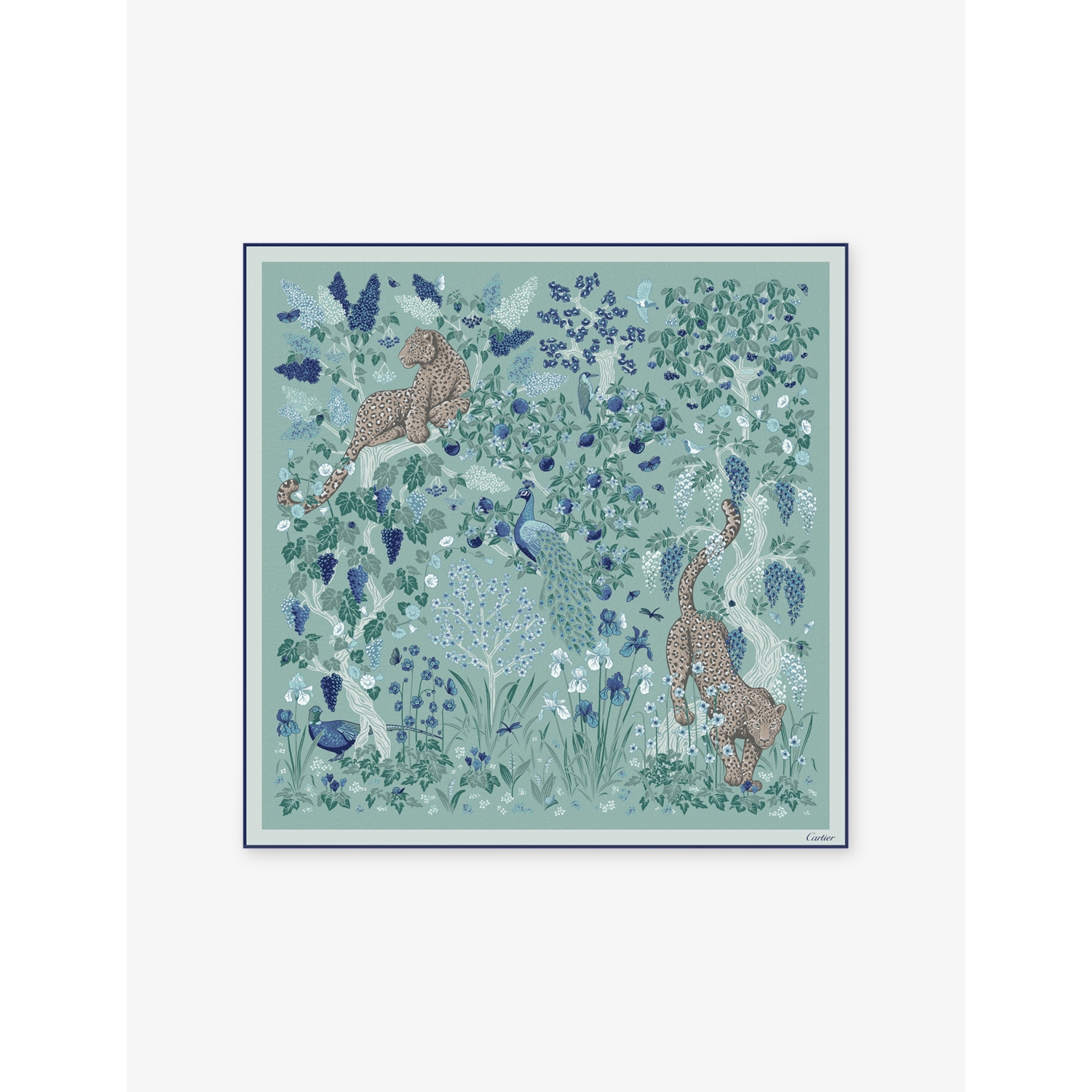 Cartier Blooming Panthère Silk-Twill Scarf 90cm