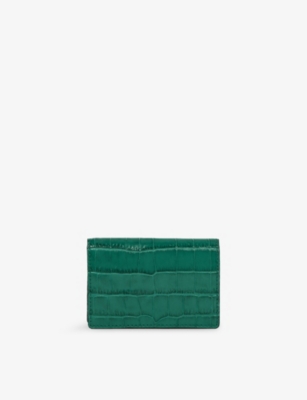 Smythson Mara Folded Leather Card Case In Blue