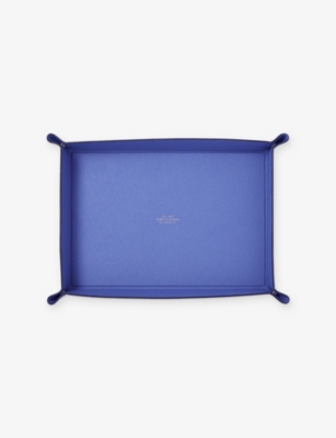 Smythson Panama Large Rectangular Trinket Tray In Purple