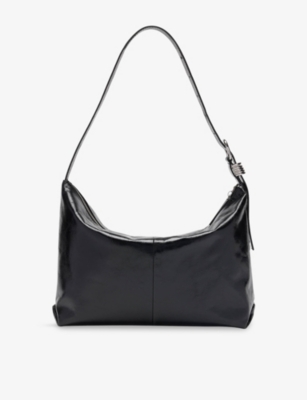 Womens Whistles Ring-Embellished Leather Shoulder Bag