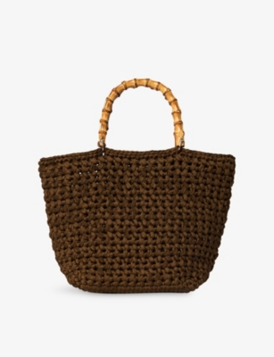 Womens Whistles Bamboo-Handle Crochet Bag