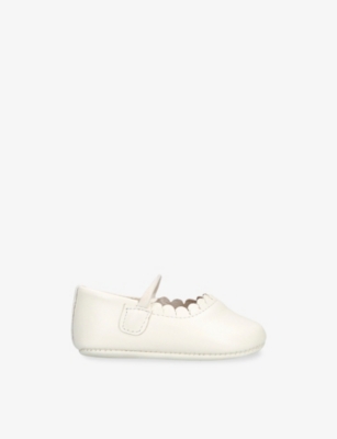 Elephantito White Baby Mary-jane Leather Crib Shoes Eur 18 / 2 Uk In Multi