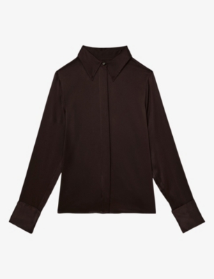 Womens Reiss Ameira Concealed-Placket Silk Shirt
