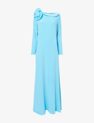 Womens Roland Mouret 3D-Draped Flower-Neck Long-Sleeve Gown