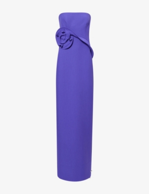 Womens Roland Mouret 3D-Flower Strapless Column Gown