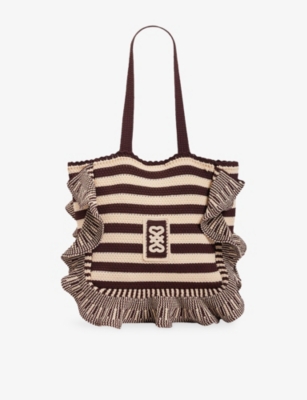 Womens Sandro Striped Crochet Shoulder Bag