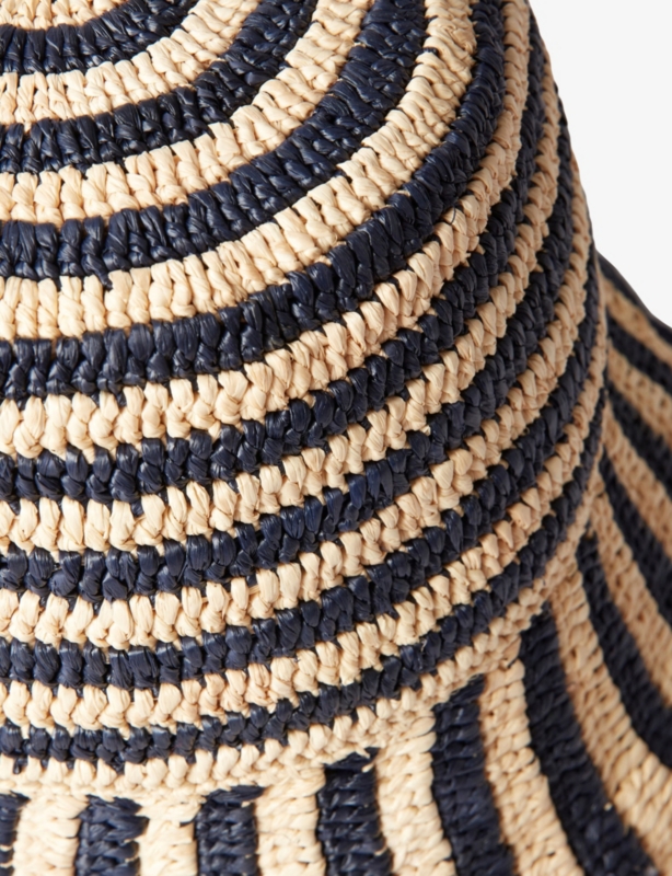 Stripe-Print Raffia Bucket Hat