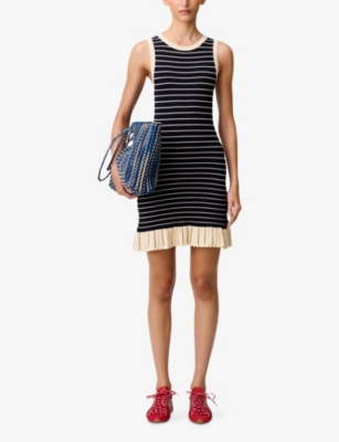 CLAUDIE PIERLOT: Striped Sleeveless Knitted Mini Dress