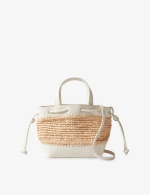 Womens Claudie Pierlot Branded Raffia and Leather Shoulder Bag