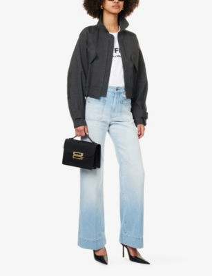 VICTORIA BECKHAM: Alina High-Rise Wide-Leg Twill-Denim Jeans