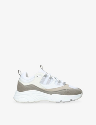 Cleens Mens Taupe Aero Runner Leather, Suede And Mesh Trainers Eur 43.5 / 9.5 Uk In Brown