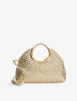 Womens Dune Earning Metallic Faux-Leather Clutch Bag