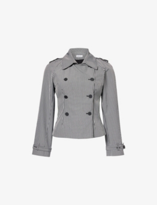 Peachy Den Womens Checkers Henri Gingham-check Woven Jacket Xs