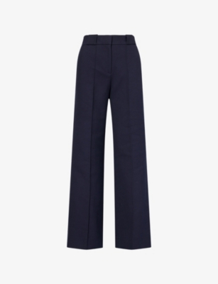Womens Me And Em Elongator Tailored-Leg Double-Faced Cotton Trousers