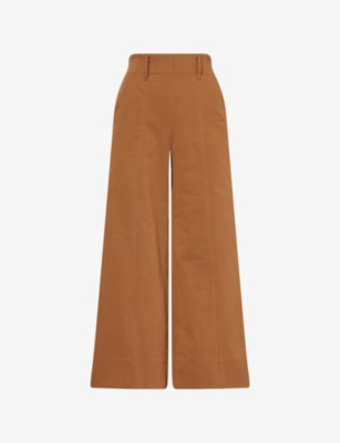 Womens Me And Em Wide-Leg Cropped Cotton Trousers