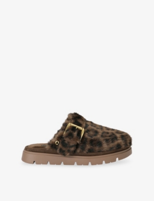 Carvela Womens Brown/oth Pavillion Leopard-print Faux-fur Mules Eur 39 / 6 Uk