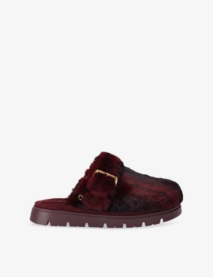 Carvela Womens Red Pavillion Faux-fur Mules Eur 39 / 6 Uk