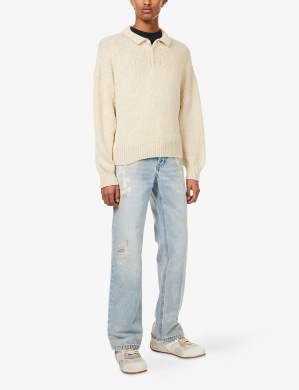 Beach Knitted Cotton Polo Jumper